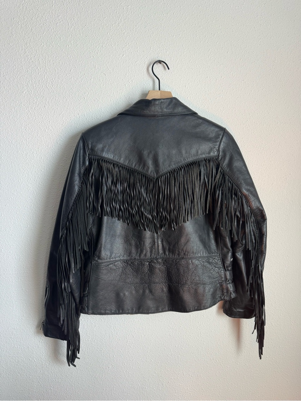Women’s Vintage Black Fringe Leather Jacket